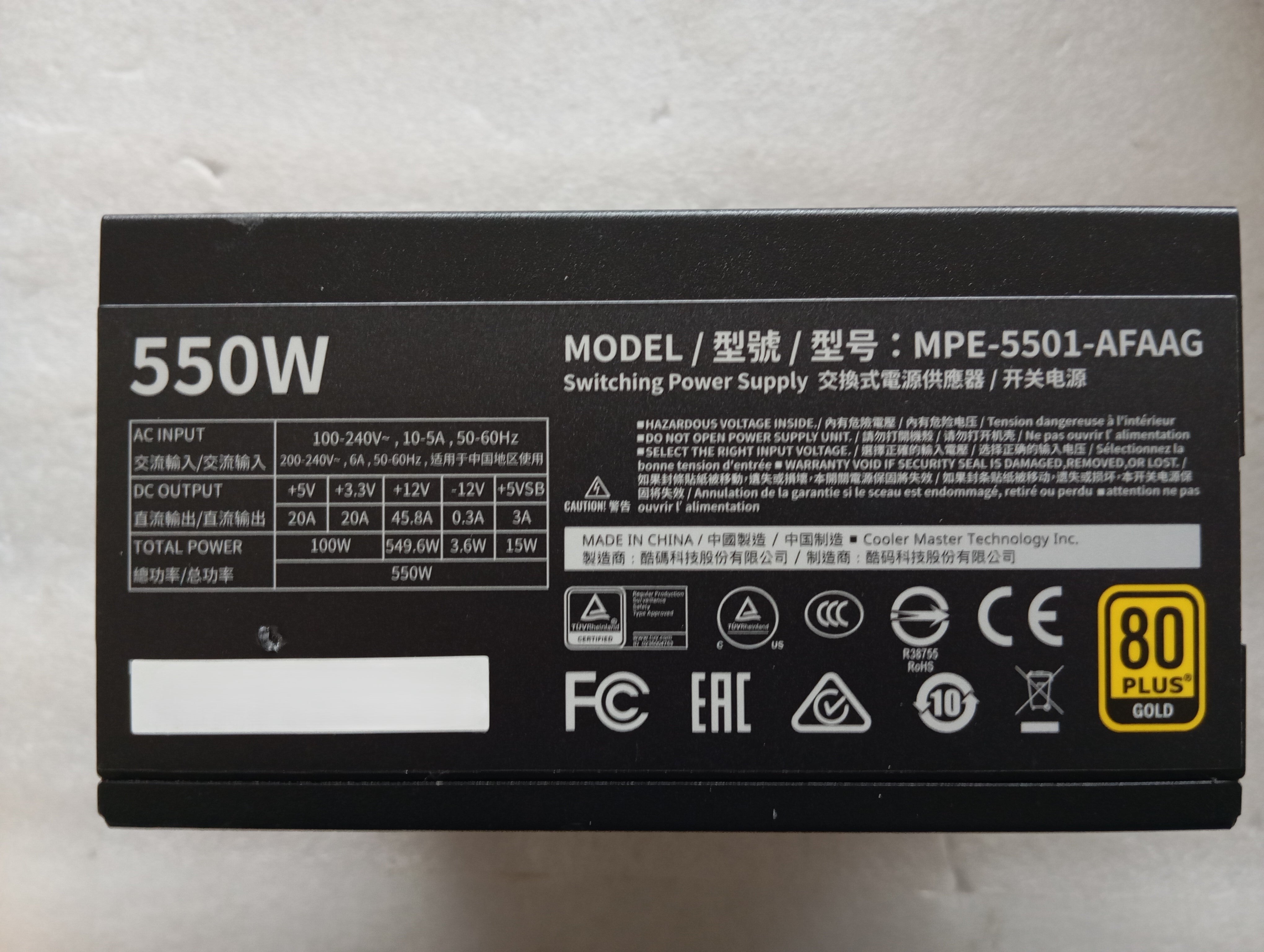 Refurbished Cooler Master MWE Gold 550 - V2 - Full Modular Refurbished Cooler Master MWE Gold 550 - V2 - Full Modular